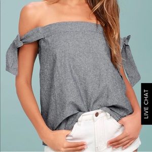 NWT Lulus Off the shoulder denim/chambray tank top